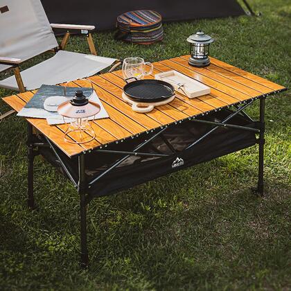 레토 경량 높이조절 접이식 캠핑 롤 테이블 우드무늬